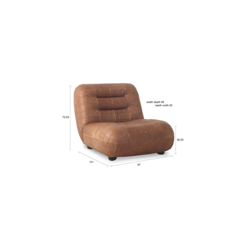 Dutchbone Wyatt Fauteuil Leer Cognac Bruin - vtwonen shop
