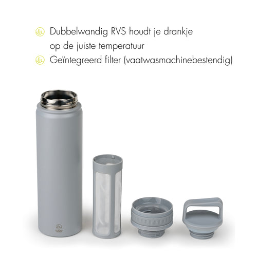 Leopold Vienna - Cold brew infuser bottle Moshi rvs grijs