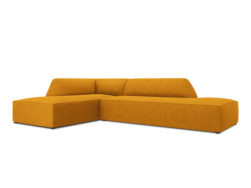Micadoni linker hoekbank Ruby 4-zits, ribfluwelen, geel - 180x273x69cm