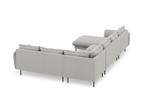 Cosmopolitan Design Panoramische hoekbank rechts Vienna 7-zits, structurele stof, lichtgrijs - 235x330x95cm
