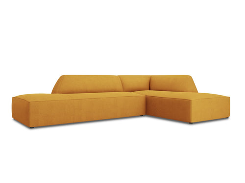 Micadoni rechter hoekbank Ruby 4-zits, structurele stof, geel - 180x273x69cm
