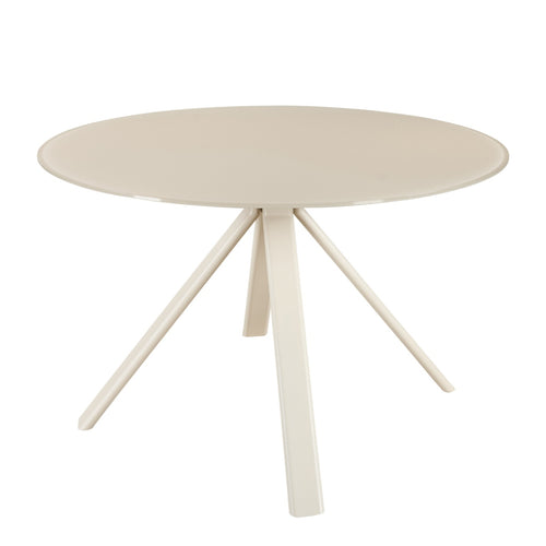 Giga Meubel Eettafel Lita Wit – Rond – Glas en Metaal – Ø120 cm