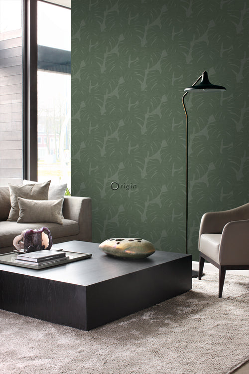 Origin Wallcoverings behang bladeren met geweven structuur groen - 0,53 x 10,05 m - 347762 - vtwonen shop