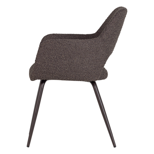 WOOOD eetkamerstoel Jenny - Bouclé - Bruin Melange - Set Van 2 - 80x58x58