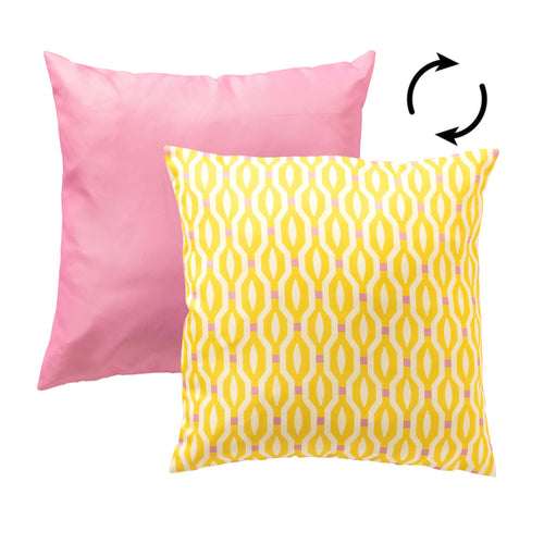 KUSSENSET - 3-delig - Rocket - 45x45 cm, 30x50 cm - inclusief binnenkussens - geel, roze