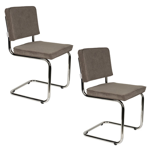 Zuiver Ridge Rib Eetkamerstoelen  Grijs - Set van 2 - vtwonen shop