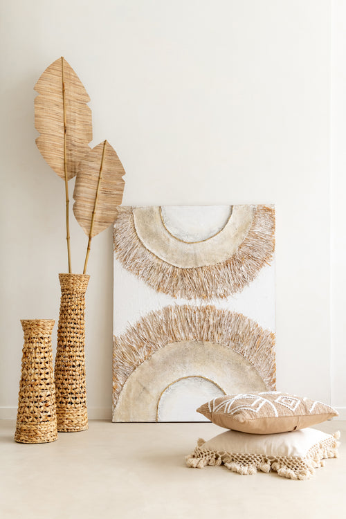 J-Line wanddecoratie Ibiza - canvas/verf - creme/wit - 2 stuks - vtwonen shop