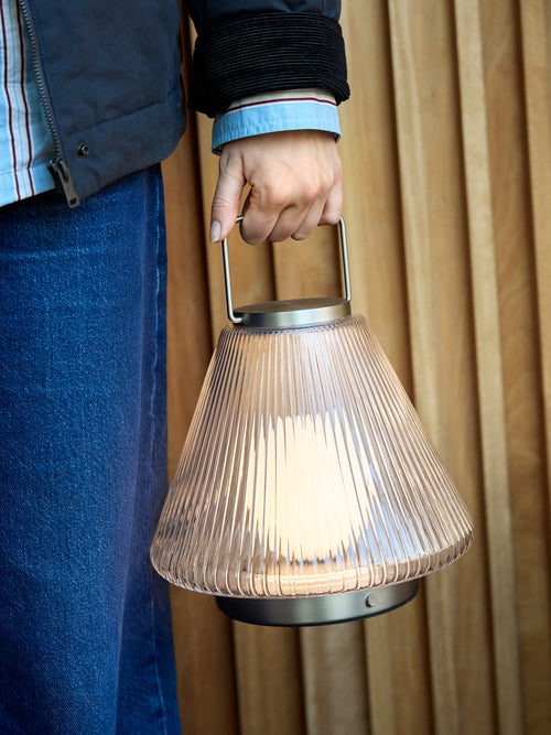 Hübsch draagbare lamp Tou - glas/ijzer - ø24xh28cm