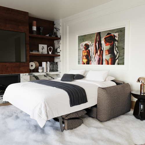 Premium Interiors - Snel uitklapbare slaapbank ICON - bouclette mol 228cm