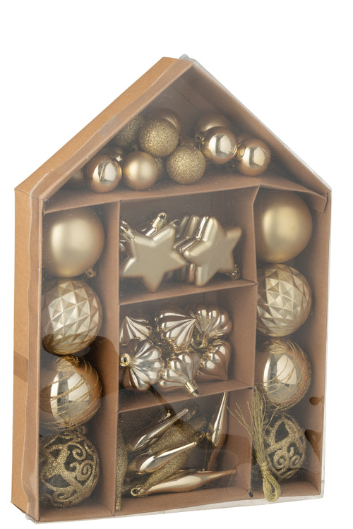 J-Line kerstbal - kunststof - goud - doos van 50