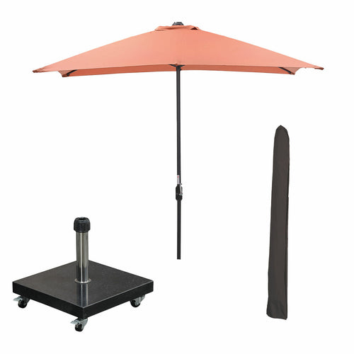 Garden Impressions stokparasol Lotus koper 250x250 cm met 40kg Eureka voet en hoes