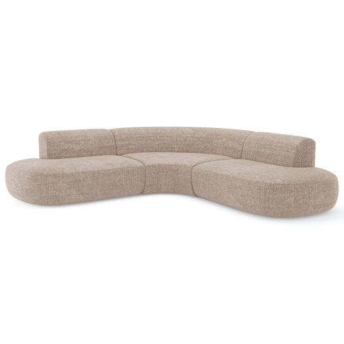 Premium Interiors - Hoekbank WONDER - gewaafd fluweel beige 90cm