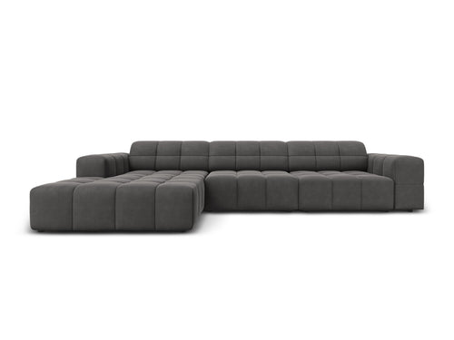 Cosmopolitan Design linker hoekbank Chicago 4-zits, flueel grijs - 167x294x78cm