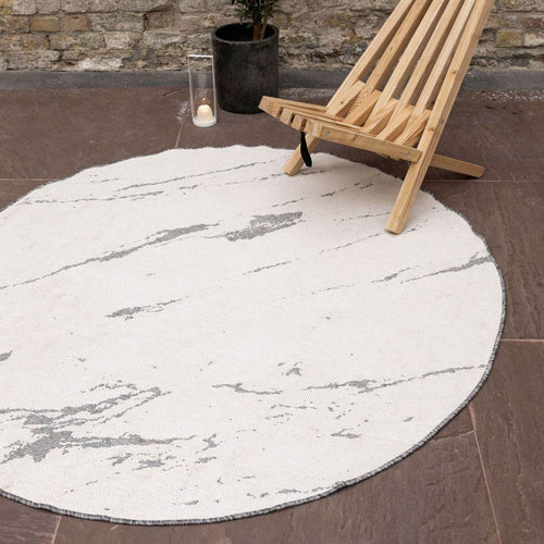 Interieur05 Rond Buitenkleed Marble - Grijs/wit - dubbelzijdig - EVA Interior - 200 x 200 cm - vtwonen shop