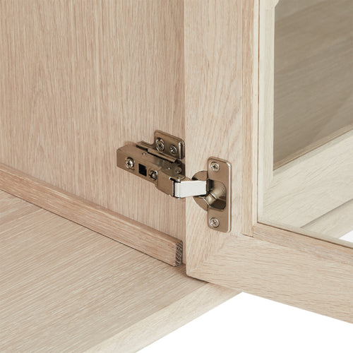 Furnhouse 4-deurs wandkast Porto - Witte olie - MDF, Eikenfineer, Glas - 34x212x60