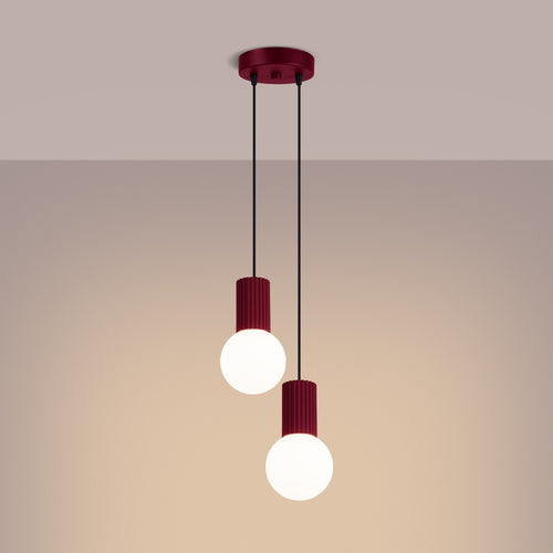 Sollux Lighting Hanglamp HALO 2P bordeaux - 15x15x120cm