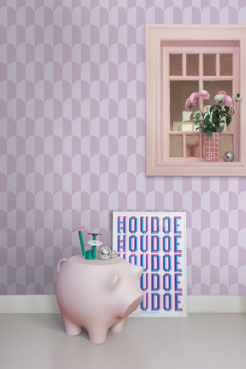 ESTAhome behang art deco bogen lila paars - 53 cm x 10.05 m - 139987 - vtwonen shop