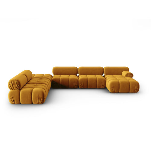 Cosmopolitan Design - Modulaire panoramische hoekbank links Cortina 7-zits, flueel geel - 282x376x70cm