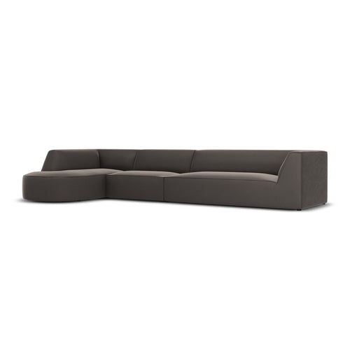 Cosmopolitan Design - Modulaire hoekbank links Siena 5-zits, flueel donkergrijs - 180x366x69cm