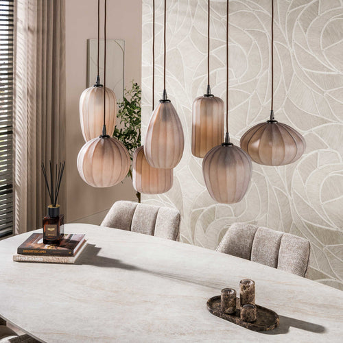 Giga Meubel Hanglamp Altura - Bruin Glas - 7-lichts - 96x35x150cm