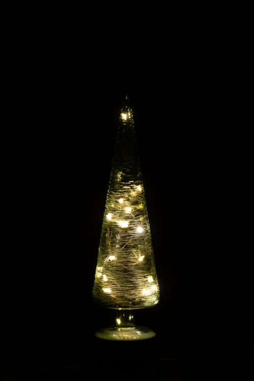 J-Line decoratie kerstboom Draaiend - glas - wit/transparant - large - LED lichtjes - vtwonen shop
