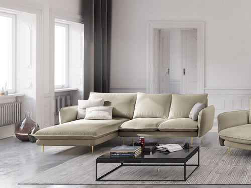 Cosmopolitan Design linker hoekbank Vienna 5-zits, structurele stof, beige - 170x255x95cm