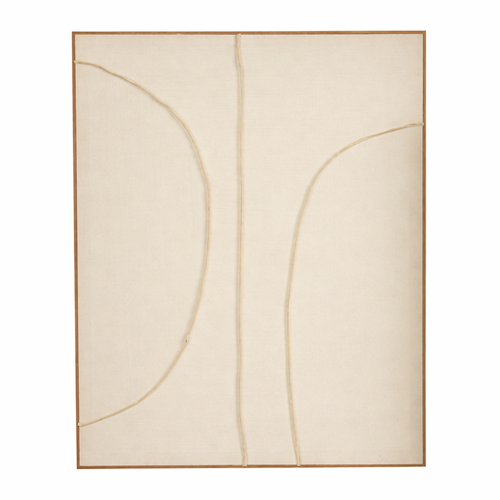 Mica Decorations Wanddecoratie - Wandpaneel Abstracte Kunst 100 x 80 x 3,5 cm - Woondecoratie voor Woonkamer of Slaapkamer - Beige