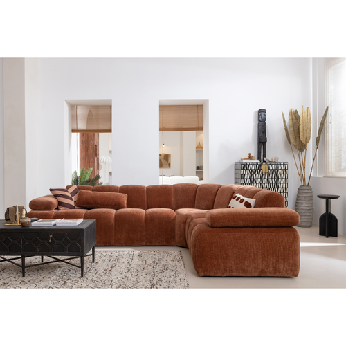 WOOOD bank hoekelement Mojo - Ribstof - Roest Bruin - 75x68x77 - vtwonen shop