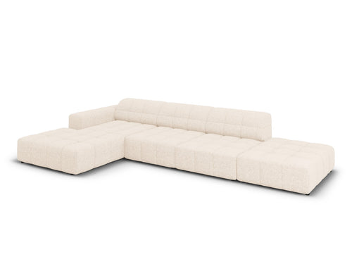 Cosmopolitan Design linker hoekbank Chicago 5-zits, chenille lichtbeige - 167x348x78cm