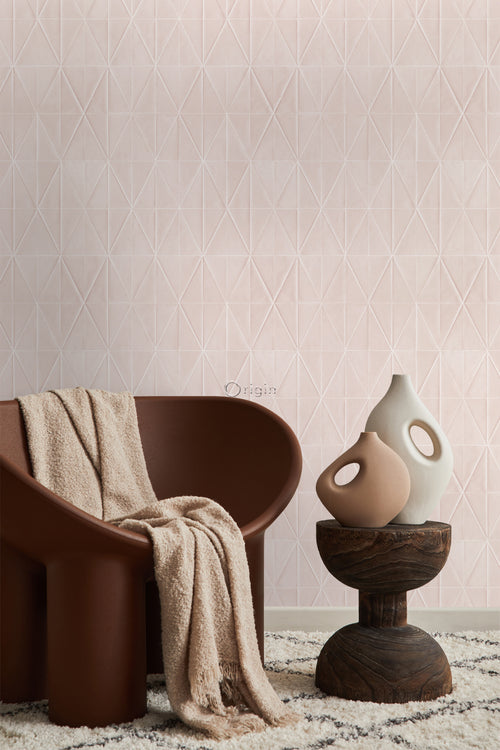 Origin Wallcoverings eco-texture vliesbehang origami motief zacht roze - 0,53 x 10,05 m - 347856 - vtwonen shop