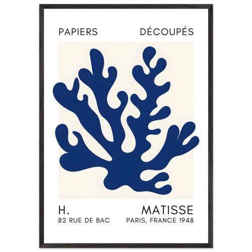 Artfulprints Poster met Lijst Matisse – Saltflower shapes navy blue II   - 70x100 cm - Blauw