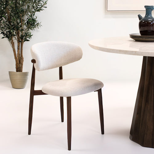 Giga Meubel Eetkamerstoel Alexia - Beige/Walnoot - Set van 2