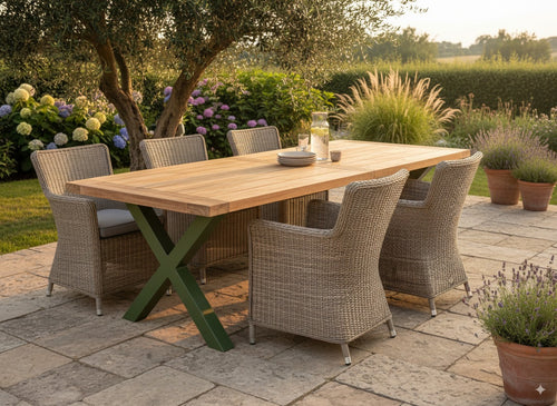 MaximaVida metalen X-poot tafel onderstel New York olijfgroen gecoat - per 2 stuks - vtwonen shop