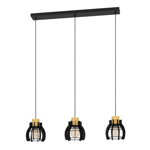 EGLO hanglamp Stillington 1 - e27 - 88 cm - zwart/bruin - hout/staal - vtwonen shop