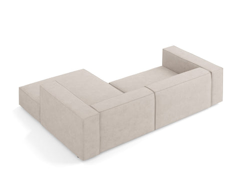 Cosmopolitan Design rechter hoekbank Arendal 3-zits, chenille met ribbeleffect, donkerbeige - 166x224x70cm