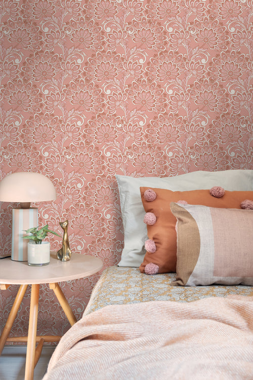 ESTAhome behang vintage bloemen terracotta roze - 50 x 900 cm - 131086 - vtwonen shop