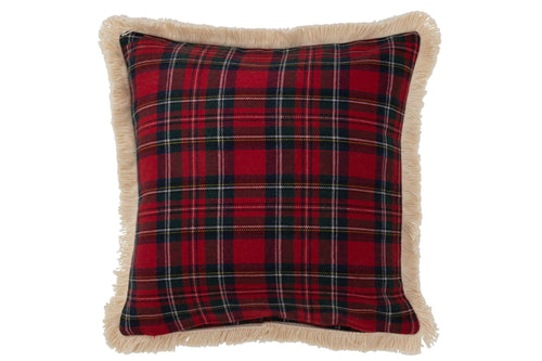 J-Line kussen Ruit Famille - polyester - rood/groen