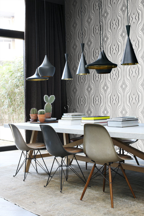 Origin Wallcoverings behang grafische lijnen zwart en wit - 53 cm x 10,05 m - 347230 - vtwonen shop