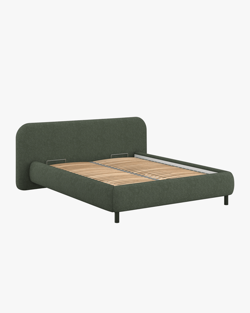 noo.ma Mumo gestoffeerd bed 160x200 - Thyme Green bouclé