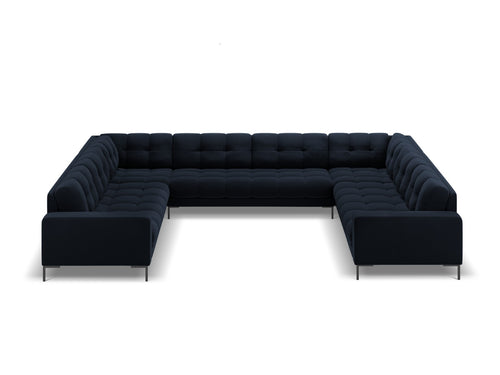 Cosmopolitan Design Panoramische bank Bali 9-zits, flueel, donkerblauw - 256x327x75cm