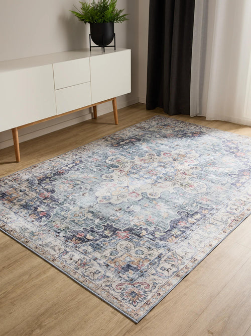 benuta wasbaar vloerkleed George - blauw - 300x400 cm