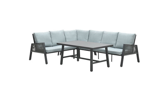 Andrea lounge-diningset - 4-delig - links - carbon black - mint grey