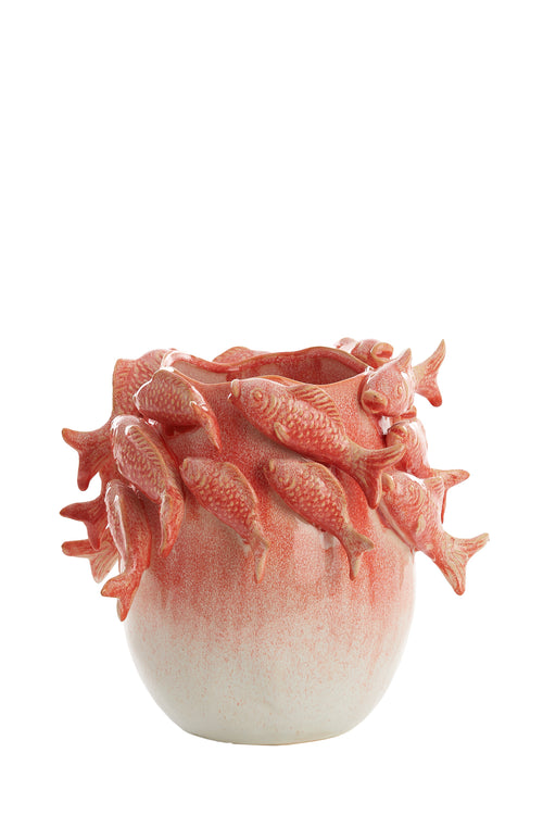 Light & Living vaas FISH - 29x28.5x27cm - rood