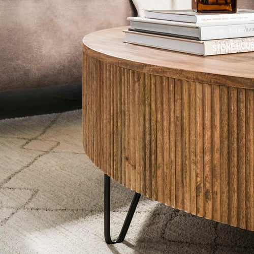 Giga Meubel Salontafel Wave - Naturel Mangohout - Ø120x38cm - vtwonen shop