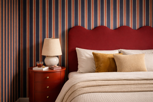 Gestoffeerd hoofdbord met golvende vorm 160x73,5 cm