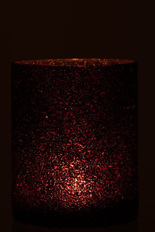 J-Line windlicht Glitter - glas - bordeaux - large - vtwonen shop