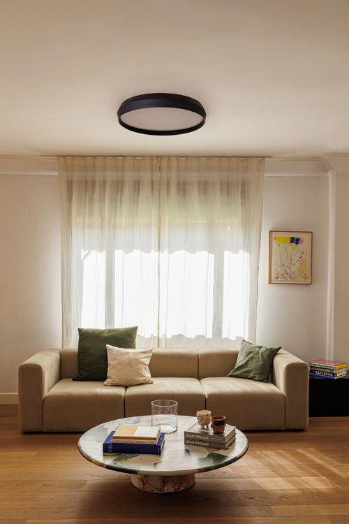 Faro Shoku 600 Zwart, zwarte wand-/plafondlamp 40W 2700K