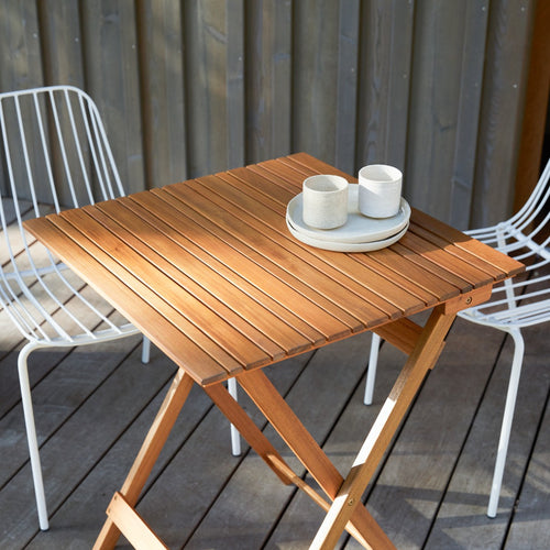 Tikamoon Tuinset van massief acaciahout en metaal white, 2 stoelen - Wit