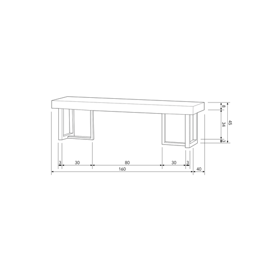 WOOOD eetbank Maxime - Recycled Hout - Naturel - 46x160x40 - vtwonen shop