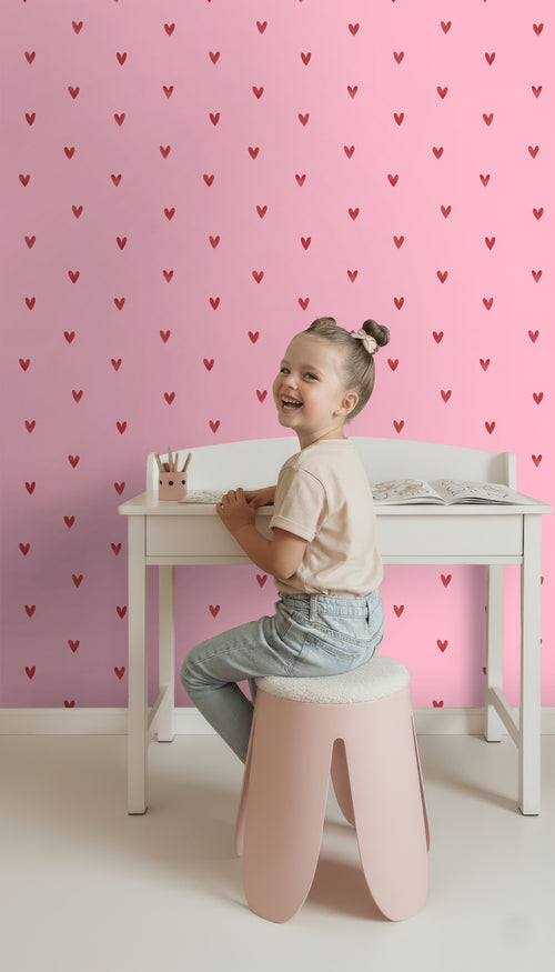ESTAhome behang hartjes roze en rood - 50 x 900 cm - 131631